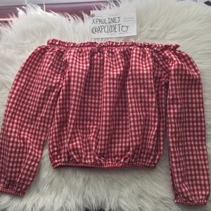 💔✖️SOLD✖️💔 Brandy Melville red gingham maura top